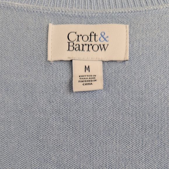 Croft & Barrow Light Blue V-Neck Sweater Medium - Picture 3 of 4